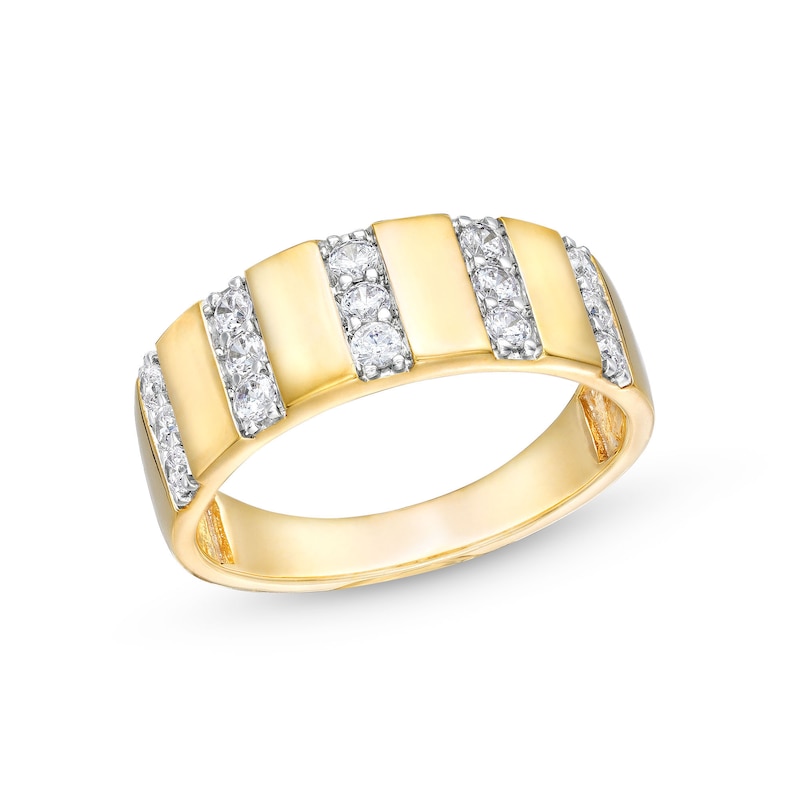 Main Image 1 of 0.45 CT. T.W. Diamond Trio Linear Row Band in 10K Gold