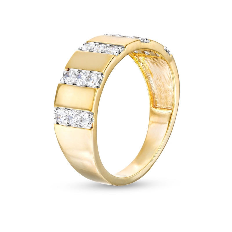 Main Image 3 of 0.45 CT. T.W. Diamond Trio Linear Row Band in 10K Gold