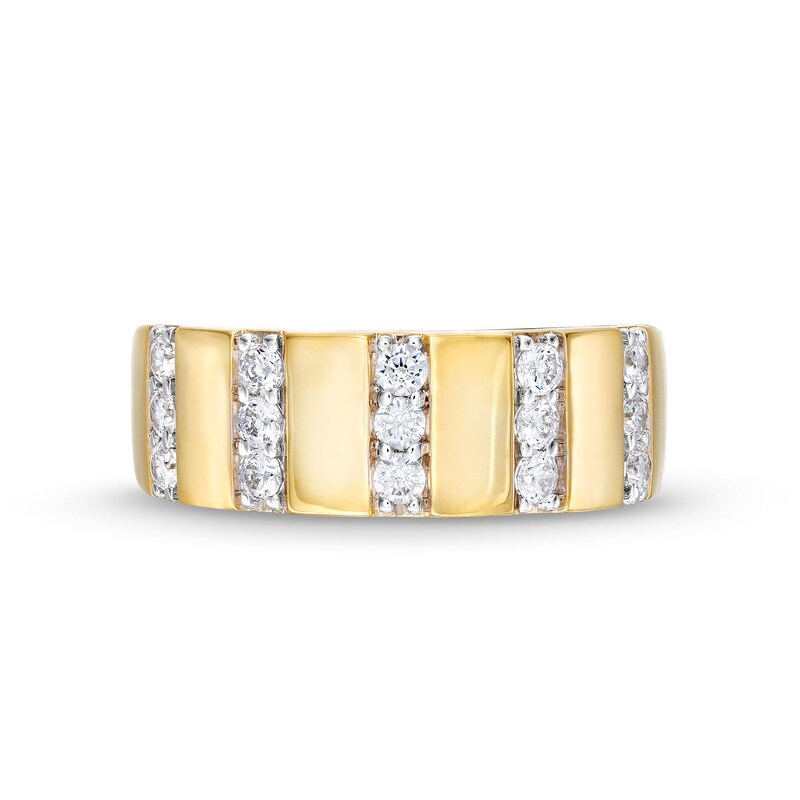 Main Image 4 of 0.45 CT. T.W. Diamond Trio Linear Row Band in 10K Gold