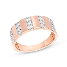 0.45 CT. T.W. Diamond Trio Linear Row Band in 10K Rose Gold