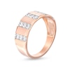 Thumbnail Image 3 of 0.45 CT. T.W. Diamond Trio Linear Row Band in 10K Rose Gold