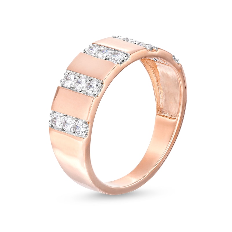 Main Image 3 of 0.45 CT. T.W. Diamond Trio Linear Row Band in 10K Rose Gold