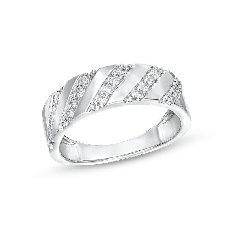 0.29 CT. T.W. Diamond Slant Row Band in 10K White Gold