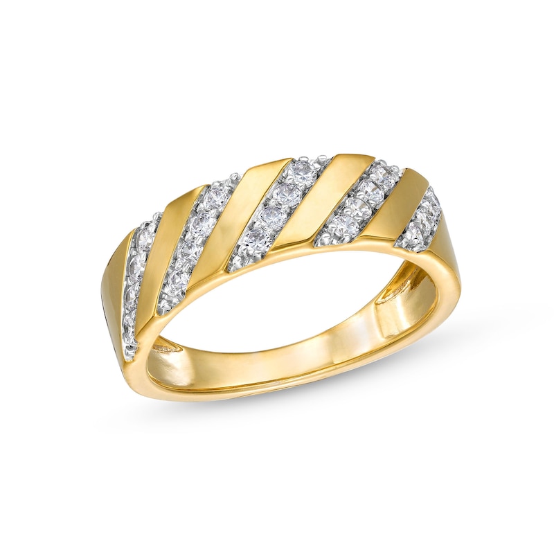 Main Image 1 of 0.29 CT. T.W. Diamond Slant Row Band in 10K Gold