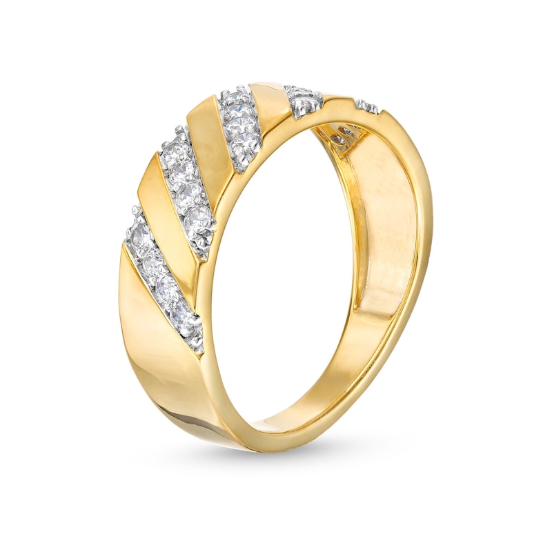 Main Image 3 of 0.29 CT. T.W. Diamond Slant Row Band in 10K Gold