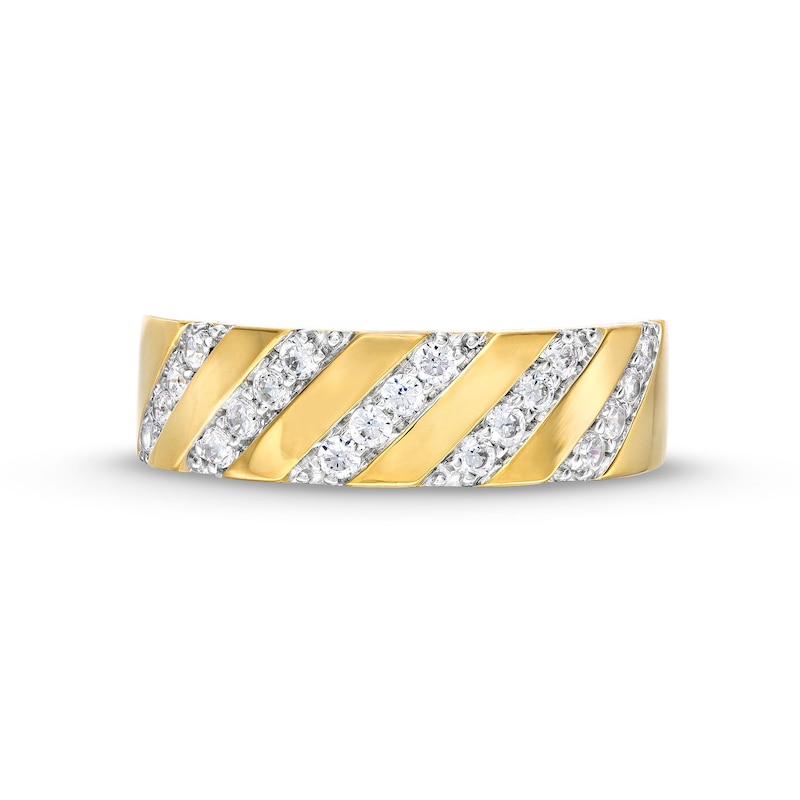 Main Image 4 of 0.29 CT. T.W. Diamond Slant Row Band in 10K Gold