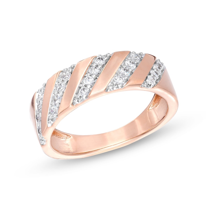 CT. T.W. Diamond Slant Row Band in 10K Rose Gold|Peoples Jewellers