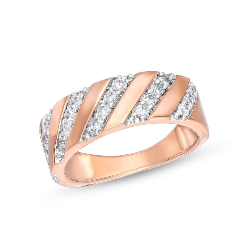 Main Image 1 of 0.45 CT. T.W. Diamond Slant Row Band in 10K Rose Gold