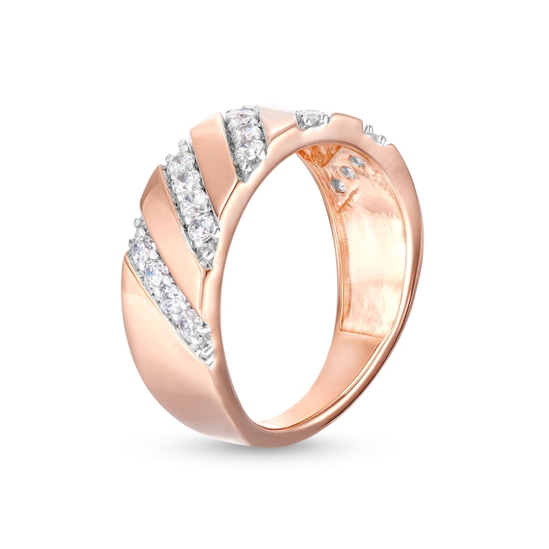 Main Image 3 of 0.45 CT. T.W. Diamond Slant Row Band in 10K Rose Gold