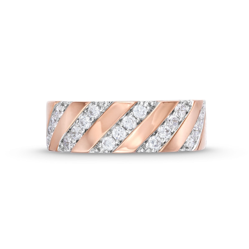 Main Image 4 of 0.45 CT. T.W. Diamond Slant Row Band in 10K Rose Gold