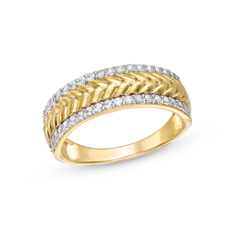 0.29 CT. T.W. Diamond Edge Herringbone Band in 10K Gold