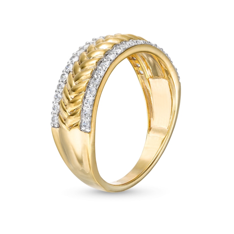 0.29 CT. T.W. Diamond Edge Herringbone Band in 10K Gold