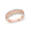 Thumbnail Image 1 of 0.29 CT. T.W. Diamond Edge Herringbone Band in 10K Rose Gold