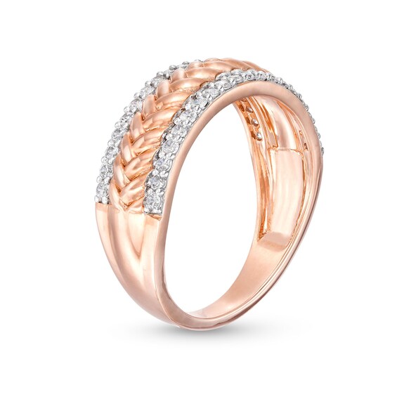 CT. T.W. Diamond Edge Herringbone Band in 10K Rose Gold