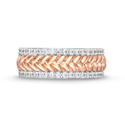 CT. T.W. Diamond Edge Herringbone Band in 10K Rose Gold