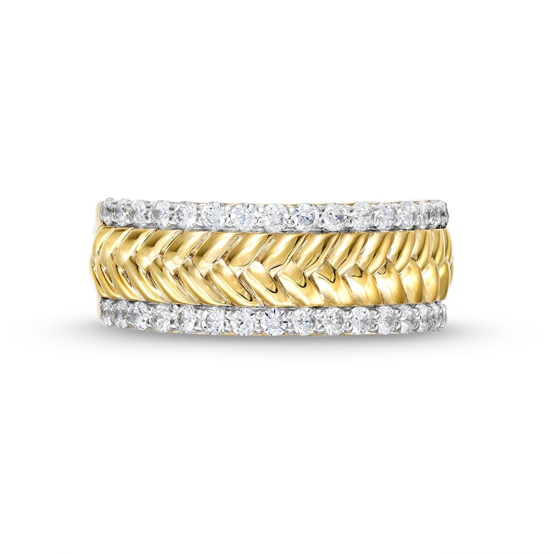 Main Image 4 of 0.45 CT. T.W. Diamond Edge Herringbone Band in 10K Gold