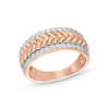 Thumbnail Image 1 of 0.45 CT. T.W. Diamond Edge Herringbone Band in 10K Rose Gold