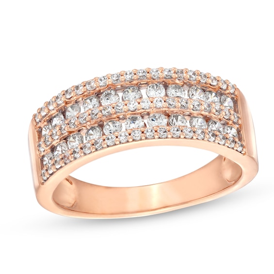 0.69 CT. T.W. Diamond Multi-Row Band in 10K Rose Gold