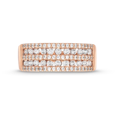 0.69 CT. T.W. Diamond Multi-Row Band in 10K Rose Gold