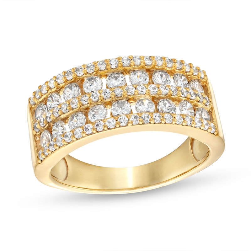 Main Image 1 of 0.95 CT. T.W. Diamond Multi-Row Band in 10K Gold