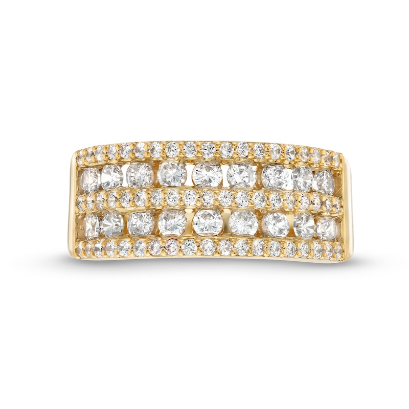 Main Image 4 of 0.95 CT. T.W. Diamond Multi-Row Band in 10K Gold