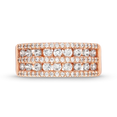 0.95 CT. T.W. Diamond Multi-Row Band in 10K Rose Gold