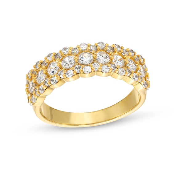 0.95 CT. T.W. Diamond Scallop Edge Band in 10K Gold