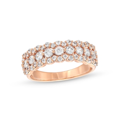 0.95 CT. T.W. Diamond Scallop Edge Band in 10K Rose Gold