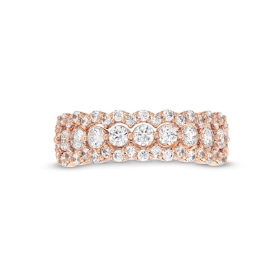 0.95 CT. T.W. Diamond Scallop Edge Band in 10K Rose Gold