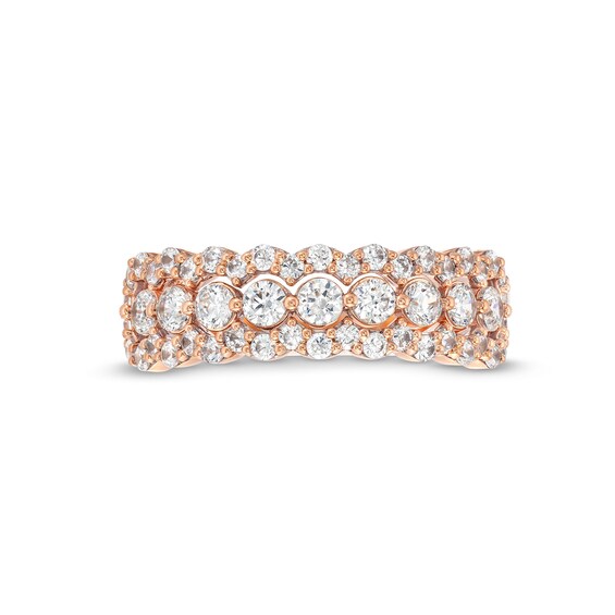 0.95 CT. T.W. Diamond Scallop Edge Band in 10K Rose Gold