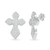 Men's 0.29 CT. T.W. Diamond Gothic-Style Cross Stud Earrings in 10K White Gold