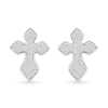 Men's 0.29 CT. T.W. Diamond Gothic-Style Cross Stud Earrings in 10K White Gold