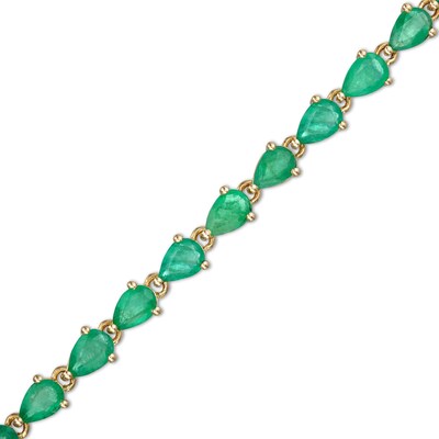 Pear-Shaped Emerald Line Bracelet in 10K Gold - 7.25"