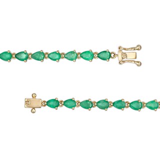 Pear-Shaped Emerald Line Bracelet in 10K Gold - 7.25"