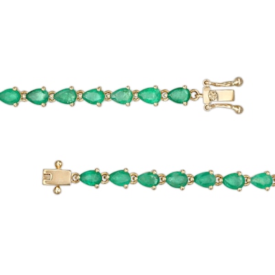 Pear-Shaped Emerald Line Bracelet in 10K Gold - 7.25"