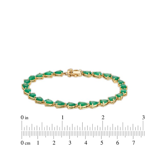 Pear-Shaped Emerald Line Bracelet in 10K Gold - 7.25"