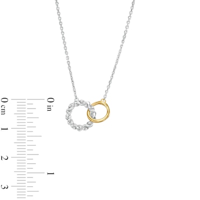 Circle of Gratitude® Collection 0.07 CT. T.W. Diamond Interlocking Twist Necklace in 10K Two-Tone Gold