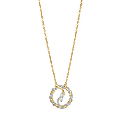 Circle of Gratitude® Collection 0.12 CT. T.W. Diamond Bypass Twist Pendant in 10K Gold