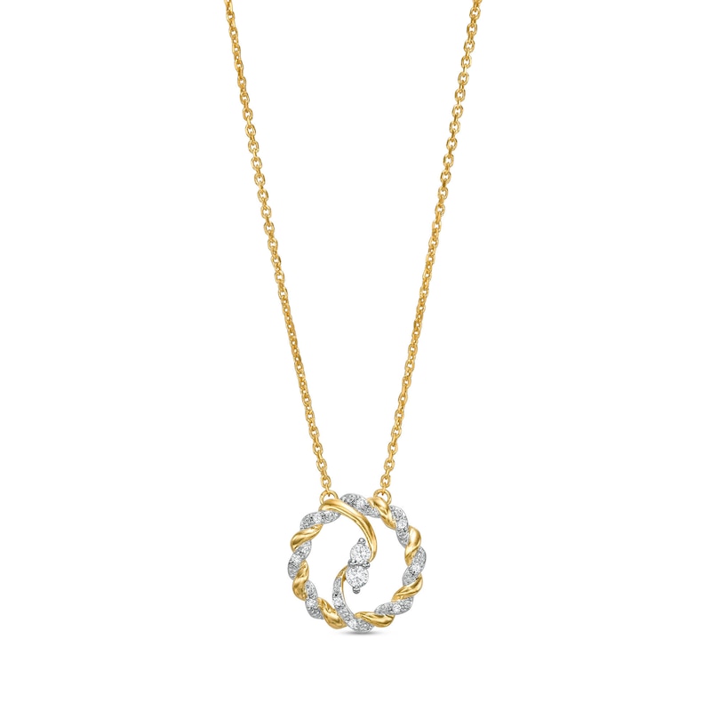 Circle of Gratitude® Collection 0.12 CT. T.W. Diamond Bypass Twist Pendant in 10K Gold|Peoples Jewellers