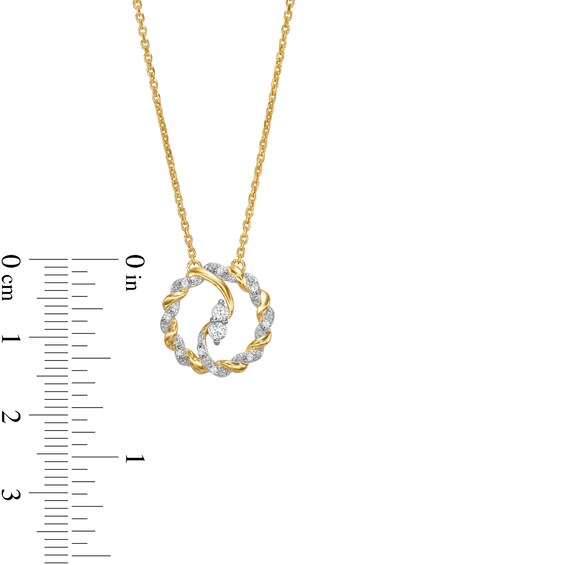 Circle of Gratitude® Collection 0.12 CT. T.W. Diamond Bypass Twist Pendant in 10K Gold