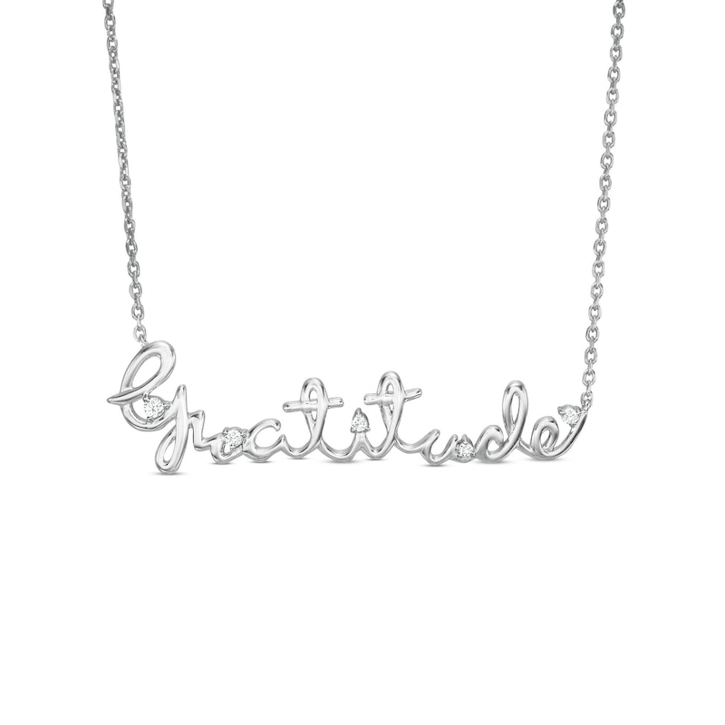 Circle of Gratitude® Collection 0.05 CT. T.W. Diamond Cursive Necklace in Sterling Silver|Peoples Jewellers