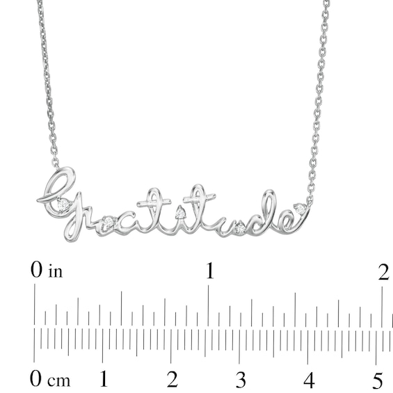 Circle of Gratitude® Collection 0.05 CT. T.W. Diamond Cursive Necklace in Sterling Silver