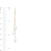 6.0-7.0mm Baroque Freshwater Cultured Pearl Triple Strand Drop Earrings in 10K Gold