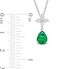 Pear-Shaped Lab-Created Emerald and Quad White Lab-Created Sapphire Drop Pendant and Earrings Set in Sterling Silver