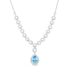 Thumbnail Image 0 of Pear-Shaped Swiss Blue Topaz and White Lab-Created Sapphire Link Drop Necklace in Sterling Silver - 19.25"
