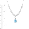 Thumbnail Image 2 of Pear-Shaped Swiss Blue Topaz and White Lab-Created Sapphire Link Drop Necklace in Sterling Silver - 19.25"