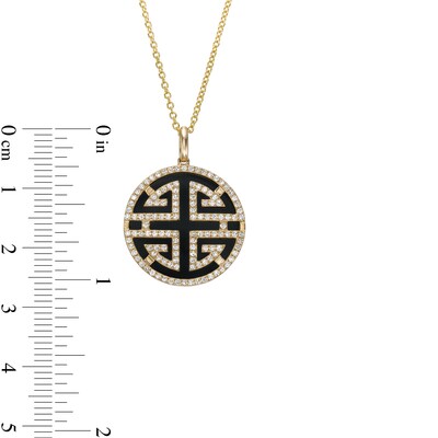 EFFY™ Collection Onyx and 0.33 CT. T.W. Diamond Edge Medallion Pendant in 14K Gold