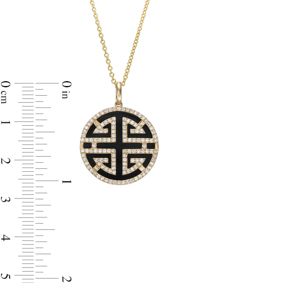 EFFY™ Collection Onyx and 0.33 CT. T.W. Diamond Edge Medallion Pendant in 14K Gold