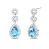 Thumbnail Image 0 of Pear-Shaped Swiss Blue Topaz and White Lab-Created Sapphire Link Drop Earrings in Sterling Silver