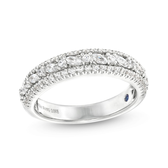 Vera Wang Love Collection 0.58 CT. T.W. Diamond Edge Vintage-Style Wedding Band in 14K White Gold